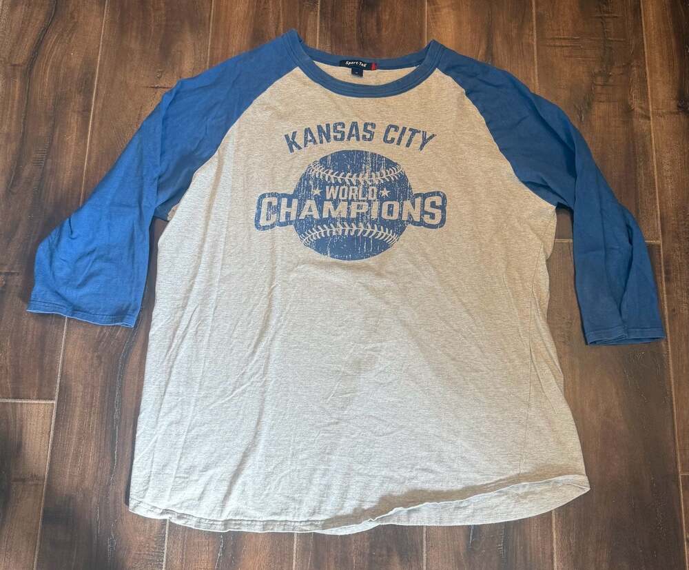 Sport-Tek Kansas City World Champions Raglan 3/4-Sleeve Baseball T-Shirt